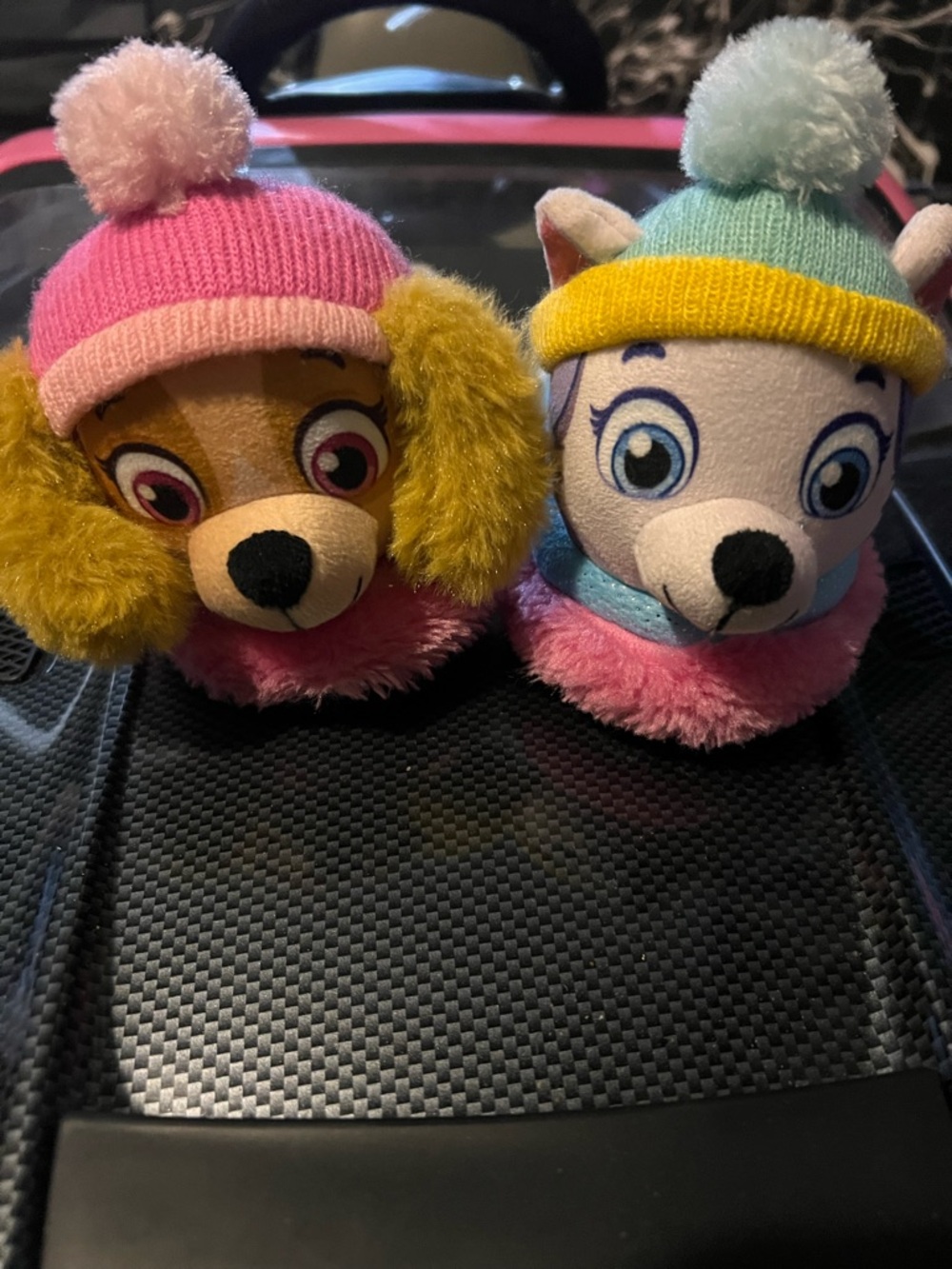 Kids Plush Character Slippers - Pink & Light Blue
